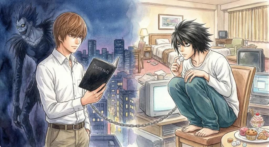 L vs Light psychological battle in Death Note